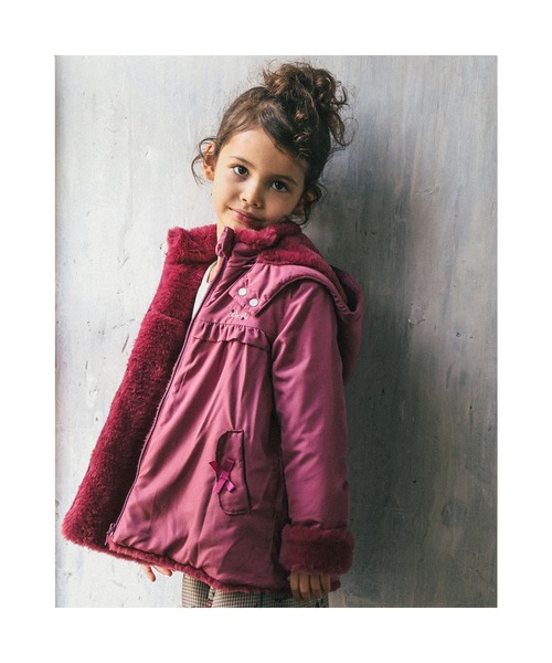 BeBe（ベベ）の「BeBe/タフタファーフード取り外し可能中綿コート(80~150cm)（その他アウター・キッズ・ネイビー/ピンク/パープル・120/150/90/110/140/100/130/80）」の5枚目の写真