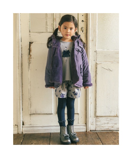 BeBe（ベベ）の「BeBe/タフタファーフード取り外し可能中綿コート(80~150cm)（その他アウター・キッズ・ネイビー/ピンク/パープル・120/150/90/110/140/100/130/80）」の7枚目の写真