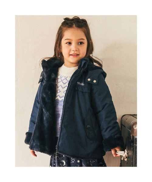 BeBe（ベベ）の「BeBe/タフタファーフード取り外し可能中綿コート(80~150cm)（その他アウター・キッズ・ネイビー/ピンク/パープル・120/150/90/110/140/100/130/80）」の8枚目の写真