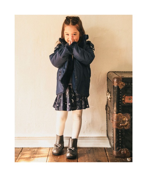 BeBe（ベベ）の「BeBe/タフタファーフード取り外し可能中綿コート(80~150cm)（その他アウター・キッズ・ネイビー/ピンク/パープル・120/150/90/110/140/100/130/80）」の9枚目の写真