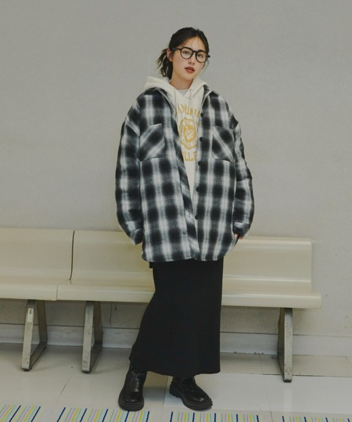 Auntie Rosa Holiday（アンティローザホリデー）の「オンブレチェック中綿ジャケット（その他アウター・レディース・ブラック/ブルー・FREE）」の11枚目の写真