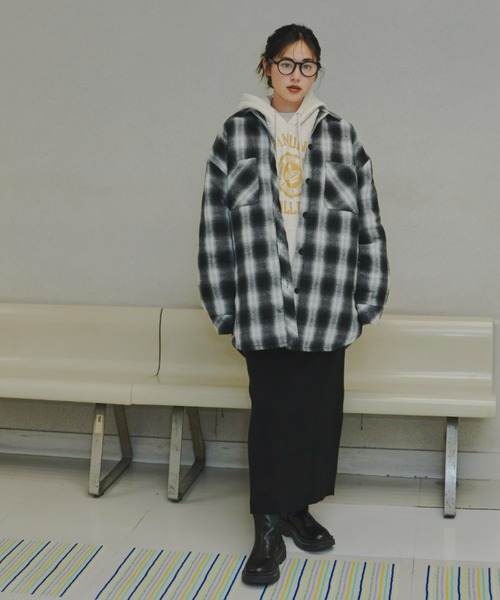 Auntie Rosa Holiday（アンティローザホリデー）の「オンブレチェック中綿ジャケット（その他アウター・レディース・ブラック/ブルー・FREE）」の10枚目の写真