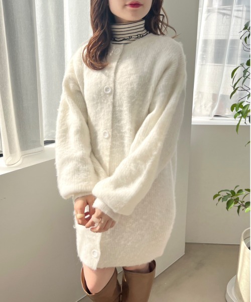 OLIVE des OLIVE（オリーブデオリーブ）の「ふわふわロングカーディガン（カーディガン/ボレロ・レディース・ベージュ/ラベンダー/ホワイト/ブルー・FREE）」の9枚目の写真