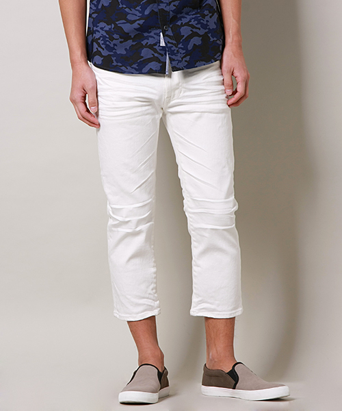 MEN'S MELROSE（メンズメルローズ）の「ストレッチデニム５ポケットクロップドパンツ（その他パンツ・メンズ・その他2/ライトインディゴブルー/ホワイト/ブラック・LARGE/MEDIUM/SMALL）」の5枚目の写真