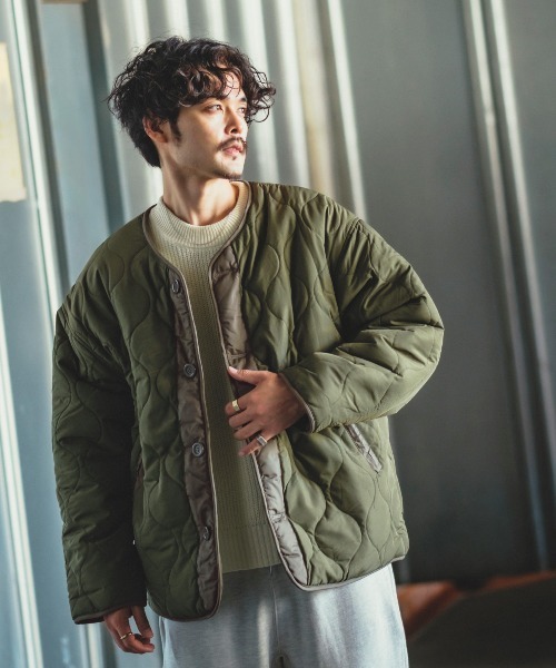 improves（インプローブス）の「デュスポ リバーシブル キルティングジャケット（ミリタリージャケット・メンズ・ブラック/ベージュ/カーキ・MEDIUM/LARGE/X-LARGE）」の16枚目の写真