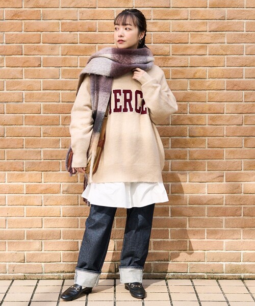 FREAK'S STORE（フリークスストア）の「サガラワッペンロゴニット（ニット/セーター・レディース・グレー/ナチュラル/グリーン・ﾌﾘ-）」の6枚目の写真