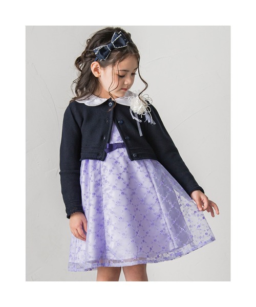 BeBe（ベベ）の「BeBe/日本製フォーマルオーガンジー花柄フラワー刺繍ワンピース(110~130cm)（ワンピース・キッズ・パープル系その他/イエロー系その他・110/120/130）」の3枚目の写真