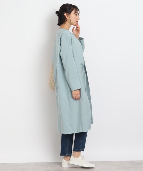 DRESKIP（ドレスキップ）の「◆【軽やかに着こなすライトアウター】オープンカラー着流しコート（ノーカラーコート・レディース・ライトブルー/サンドベージュ/ライトグレー・02/03）」の13枚目の写真