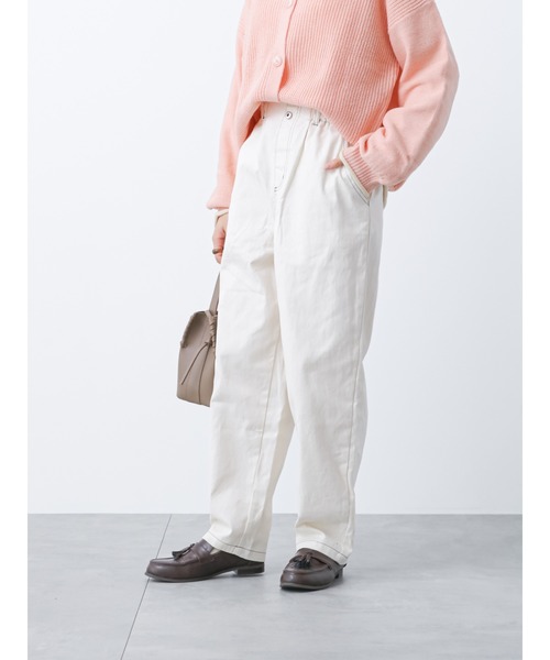 ehka sopo(エヘカソポ)の「ウエストフリルテーパードパンツ(その他パンツ・レディース・ネイビー/キナリ/カーキ・フリ-)」の1枚目の写真