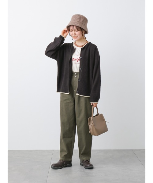 ehka sopo(エヘカソポ)の「ウエストフリルテーパードパンツ(その他パンツ・レディース・ネイビー/キナリ/カーキ・フリ-)」の7枚目の写真