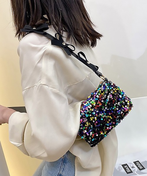MAISON BREEZE（メゾンブリーズ）の「【MAISON BREEZE】スパンコール2WAYチェーンショルダーバッグ KNF（ショルダーバッグ・レディース・マルチ/ブラック・FREE）」の3枚目の写真