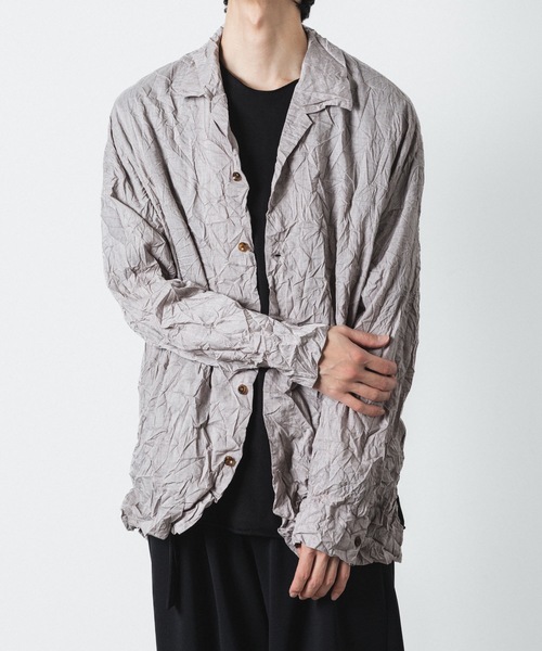 【LycoAn】リンコルドPUシャツ /合成皮革/トップス/シワ加工 ATTACHMENT（アタッチメント）の「PE/LIポプリン リンクル加工 L