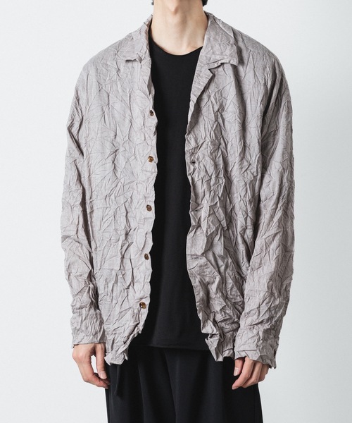 セール】PE/LIポプリン リンクル加工 L/S シャツ / PE/LI POPLIN
