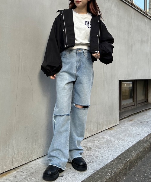INGNI(イング)の「クロップド丈/マウンテンパーカー(マウンテンパーカー・レディース・アイボリー/ブラック/サックスブルー・M)」の10枚目の写真