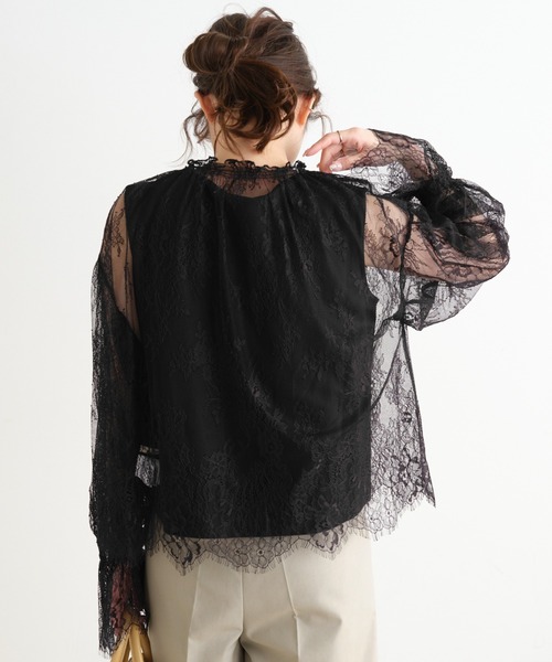 PUAL CE CIN（ピュアルセシン）の「インナー付き レースブラウス（シャツ/ブラウス・レディース・ブラック/アイボリー・FREE）」の15枚目の写真