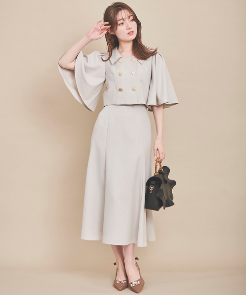 31 Sons de mode(トランテアン ソン ドゥ モード)の「フレアスリーブセットアップ(ワンピース・レディース・ネイビー/グレー系その他/イエロー・36/38)」の1枚目の写真