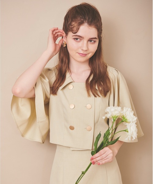 31 Sons de mode(トランテアン ソン ドゥ モード)の「フレアスリーブセットアップ(ワンピース・レディース・ネイビー/グレー系その他/イエロー・36/38)」の18枚目の写真