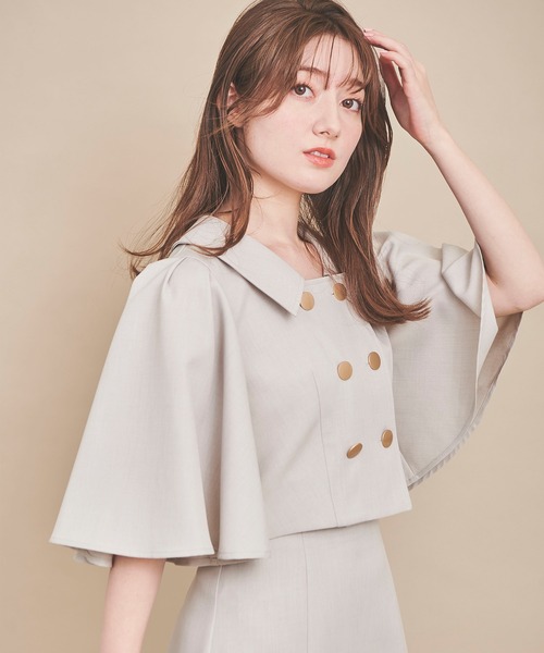 31 Sons de mode(トランテアン ソン ドゥ モード)の「フレアスリーブセットアップ(ワンピース・レディース・ネイビー/グレー系その他/イエロー・36/38)」の8枚目の写真