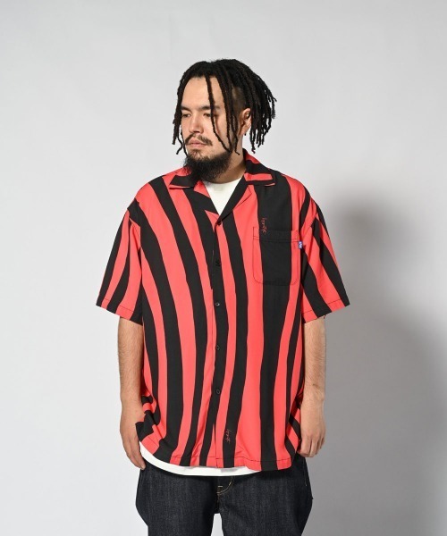 LFYT（エルエフワイティー）の「LFYT ラファイエット [Lafayette] - ストライプ 半袖シャツ ストライプ レーヨン [DISTORTED STRIPE S/S SHIRT]（シャツ/ブラウス・メンズ・ミント/レッド/オリーブ・LARGE/X-LARGE/XX-LARGE/MEDIUM）」の6枚目の写真