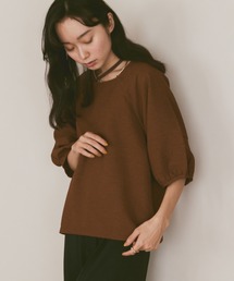 ボリューム袖ハーフスリーブシアートップス