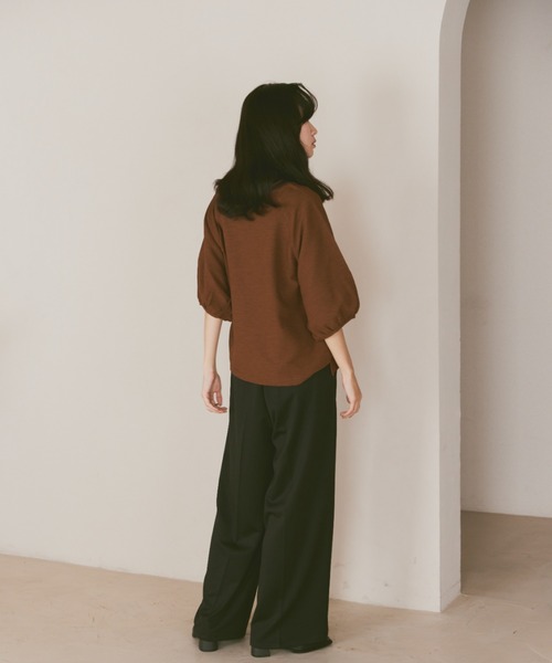 moi tytto（モイテュット）の「ボリューム袖ハーフスリーブシアートップス（Tシャツ/カットソー・レディース・ナチュラル/ブラック/グリーン/ブラウン・FREE）」の18枚目の写真