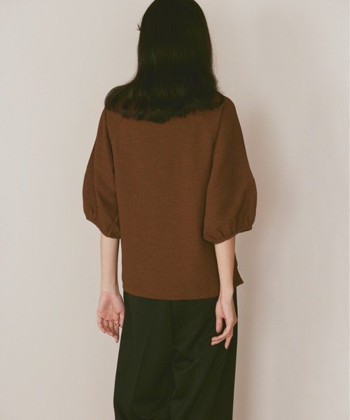 moi tytto（モイテュット）の「ボリューム袖ハーフスリーブシアートップス（Tシャツ/カットソー・レディース・ナチュラル/ブラック/グリーン/ブラウン・FREE）」の10枚目の写真