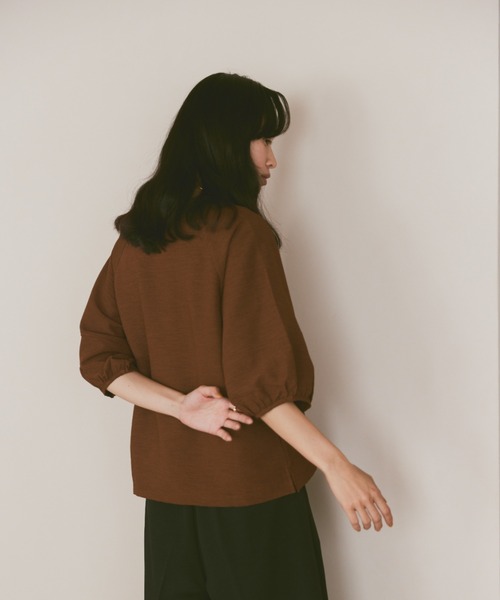 moi tytto（モイテュット）の「ボリューム袖ハーフスリーブシアートップス（Tシャツ/カットソー・レディース・ナチュラル/ブラック/グリーン/ブラウン・FREE）」の11枚目の写真