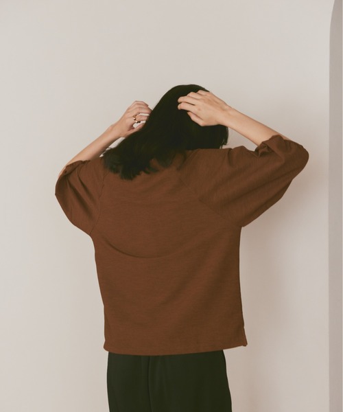 moi tytto（モイテュット）の「ボリューム袖ハーフスリーブシアートップス（Tシャツ/カットソー・レディース・ナチュラル/ブラック/グリーン/ブラウン・FREE）」の12枚目の写真