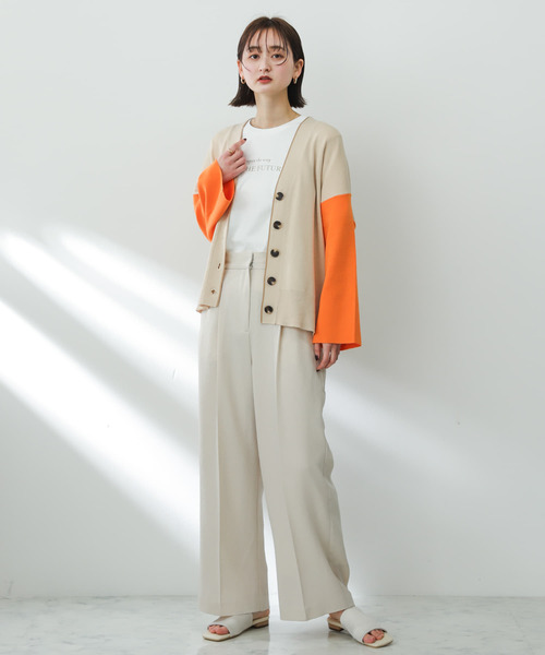 SENSE OF PLACE by URBAN RESEARCH（センスオブプレイスバイアーバンリサーチ）の「リネンライクタックワイドパンツ（スラックス・レディース・アイボリー/チャコールグレー/バーガンディー・MEDIUM/SMALL）」の6枚目の写真