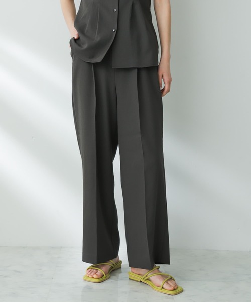SENSE OF PLACE by URBAN RESEARCH（センスオブプレイスバイアーバンリサーチ）の「リネンライクタックワイドパンツ（スラックス・レディース・アイボリー/チャコールグレー/バーガンディー・MEDIUM/SMALL）」の12枚目の写真
