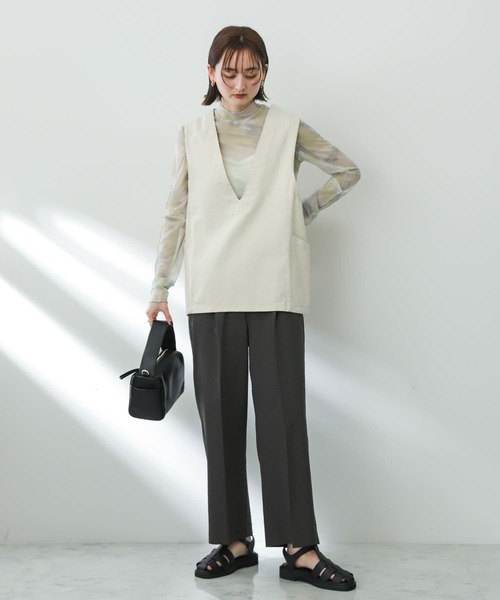 SENSE OF PLACE by URBAN RESEARCH（センスオブプレイスバイアーバンリサーチ）の「リネンライクタックワイドパンツ（スラックス・レディース・アイボリー/チャコールグレー/バーガンディー・MEDIUM/SMALL）」の19枚目の写真