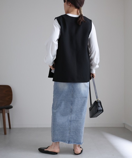 ap retro（アプレトロ）の「ディープVネックベスト（ベスト・レディース・ブラック/ホワイト・FREE）」の18枚目の写真