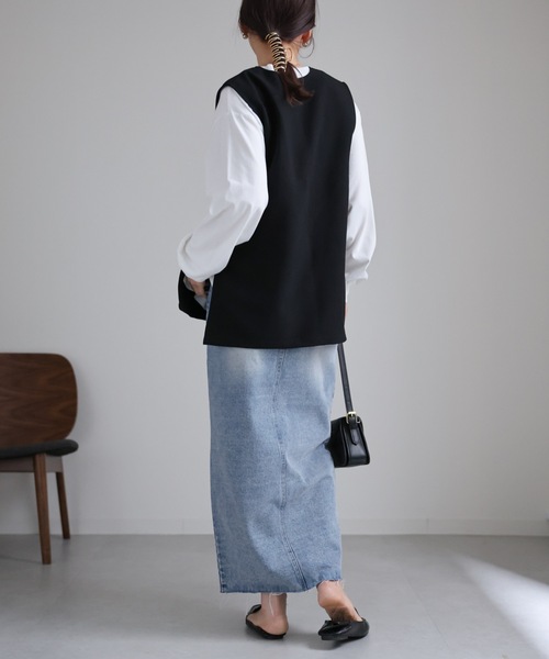 ap retro（アプレトロ）の「ディープVネックベスト（ベスト・レディース・ブラック/ホワイト・FREE）」の19枚目の写真