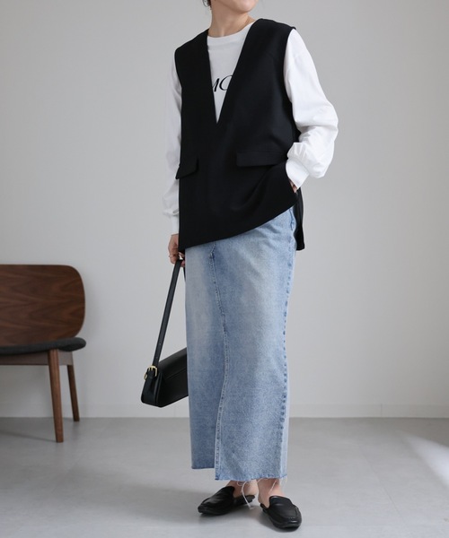 ap retro（アプレトロ）の「ディープVネックベスト（ベスト・レディース・ブラック/ホワイト・FREE）」の14枚目の写真