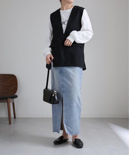 ap retro（アプレトロ）の「ディープVネックベスト（ベスト・レディース・ブラック/ホワイト・FREE）」の15枚目の写真