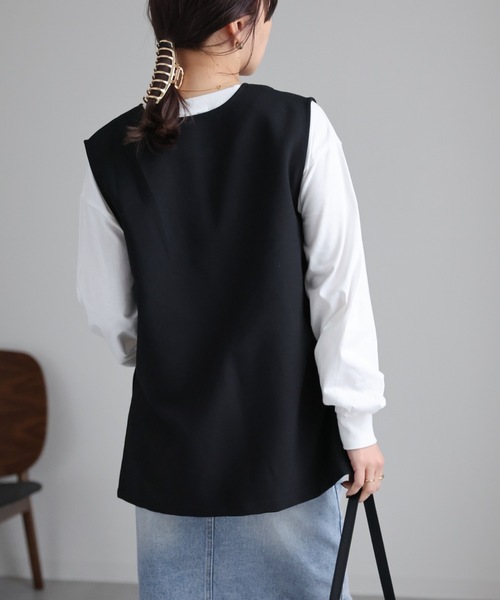 ap retro（アプレトロ）の「ディープVネックベスト（ベスト・レディース・ブラック/ホワイト・FREE）」の11枚目の写真