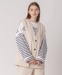 【SET UP可能】COLLARLESS DENIM GILET VEST / ノーカラーデニムジレベスト