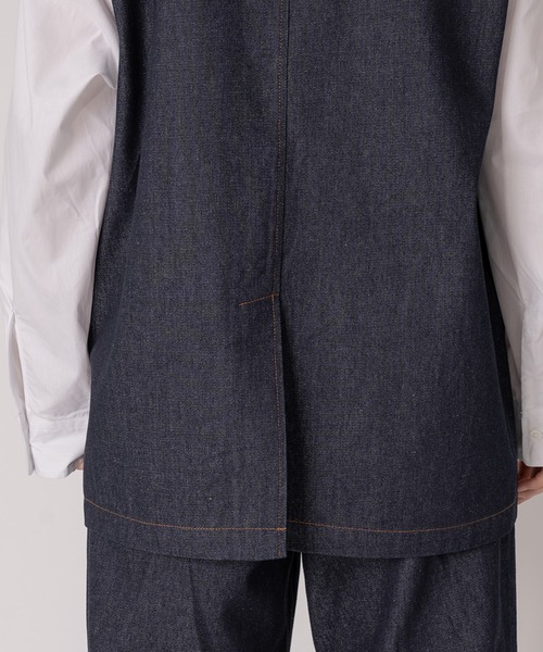 ONCILY(オンシェリー)の「【SET UP可能】COLLARLESS DENIM GILET VEST / ノーカラーデニムジレベスト(ベスト・メンズ・ナチュラル/ブラック/インディゴブルー・LARGE/MEDIUM)」の10枚目の写真