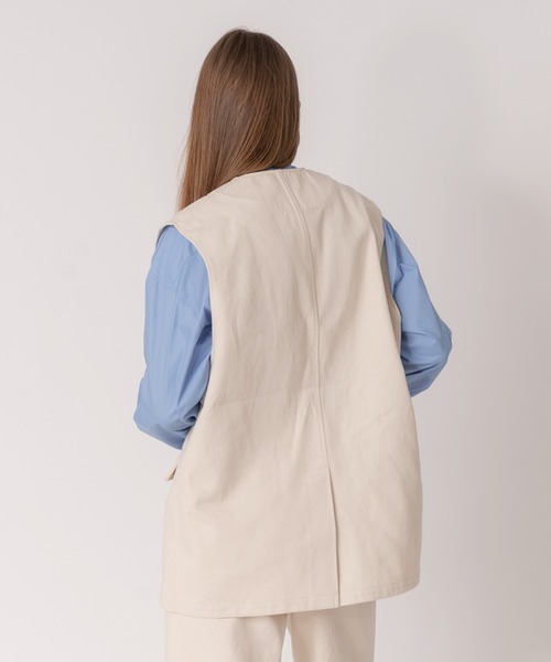 ONCILY(オンシェリー)の「【SET UP可能】COLLARLESS DENIM GILET VEST / ノーカラーデニムジレベスト(ベスト・メンズ・ナチュラル/ブラック/インディゴブルー・LARGE/MEDIUM)」の22枚目の写真