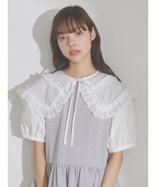 merry jenny チェック柄 半袖　checkドッキングパフワンピース merry jenny（メリージェニー）の「checkドッキングパフ