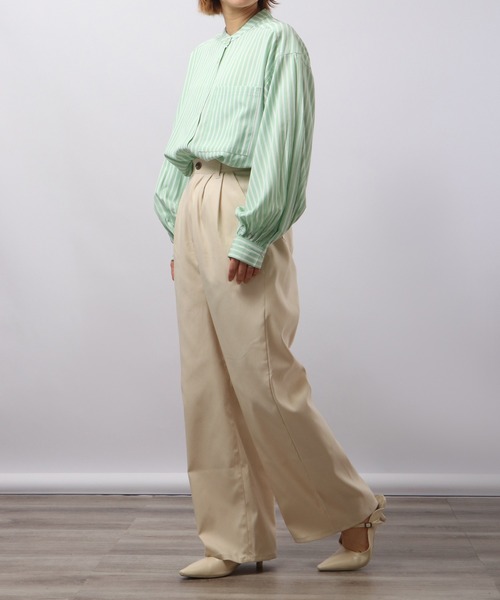 Blasty（ブラスティー）の「BLASTY バンドカラーストライプシャツ（シャツ/ブラウス・レディース・グリーン/ブルー・F）」の17枚目の写真