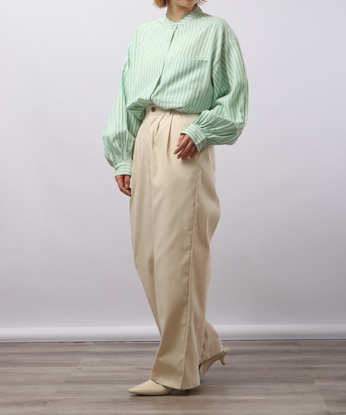 Blasty（ブラスティー）の「BLASTY バンドカラーストライプシャツ（シャツ/ブラウス・レディース・グリーン/ブルー・F）」の6枚目の写真