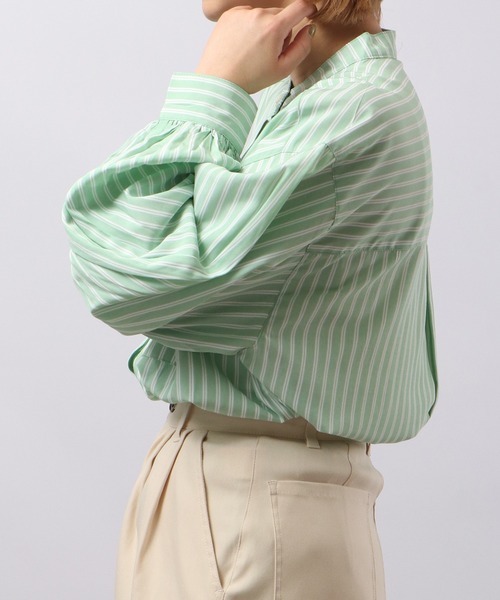 Blasty（ブラスティー）の「BLASTY バンドカラーストライプシャツ（シャツ/ブラウス・レディース・グリーン/ブルー・F）」の16枚目の写真