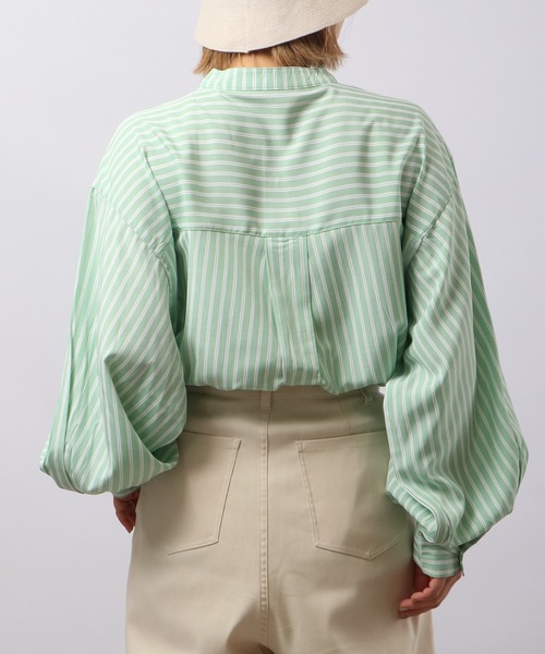 Blasty（ブラスティー）の「BLASTY バンドカラーストライプシャツ（シャツ/ブラウス・レディース・グリーン/ブルー・F）」の13枚目の写真