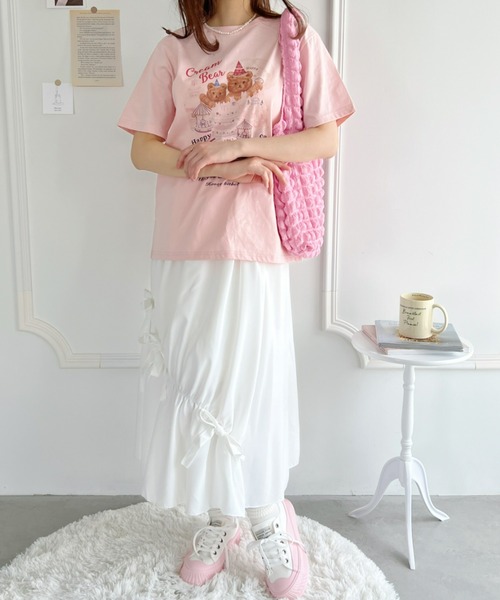 Loueme(ルエム)の「パーティーベアーオーバーTシャツ(Tシャツ/カットソー・レディース・ライトグレー/ピンク・FREE)」の7枚目の写真