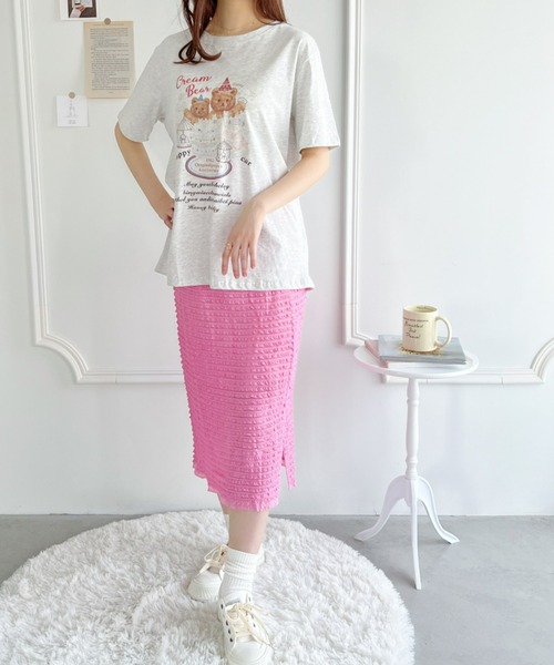 Loueme(ルエム)の「パーティーベアーオーバーTシャツ(Tシャツ/カットソー・レディース・ライトグレー/ピンク・FREE)」の12枚目の写真