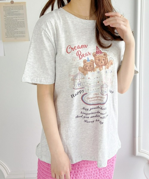 Loueme(ルエム)の「パーティーベアーオーバーTシャツ(Tシャツ/カットソー・レディース・ライトグレー/ピンク・FREE)」の9枚目の写真