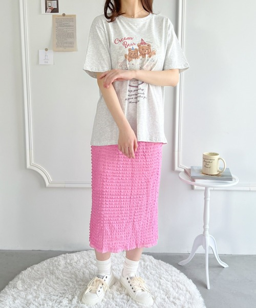 Loueme(ルエム)の「パーティーベアーオーバーTシャツ(Tシャツ/カットソー・レディース・ライトグレー/ピンク・FREE)」の11枚目の写真