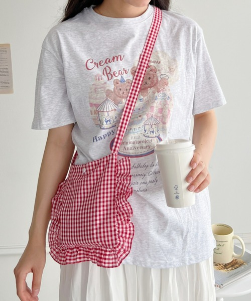 Loueme(ルエム)の「パーティーベアーオーバーTシャツ(Tシャツ/カットソー・レディース・ライトグレー/ピンク・FREE)」の13枚目の写真