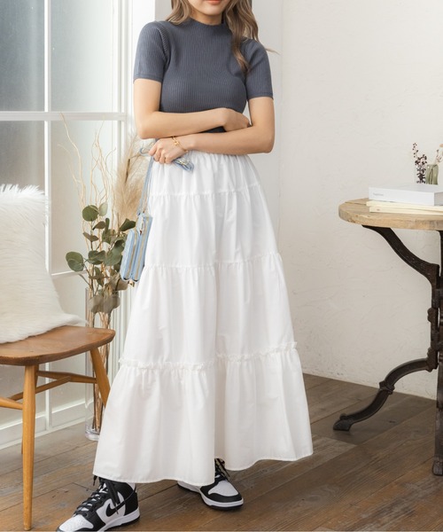 COCOMOMO(ココモモ)の「ぷちハイネック 半袖サマーニット(Tシャツ/カットソー・レディース・アイボリー/ブラック/ブルー系その他/ブラウン×イエロー/ベージュ/グリーン/ブラウン・FREE)」の11枚目の写真